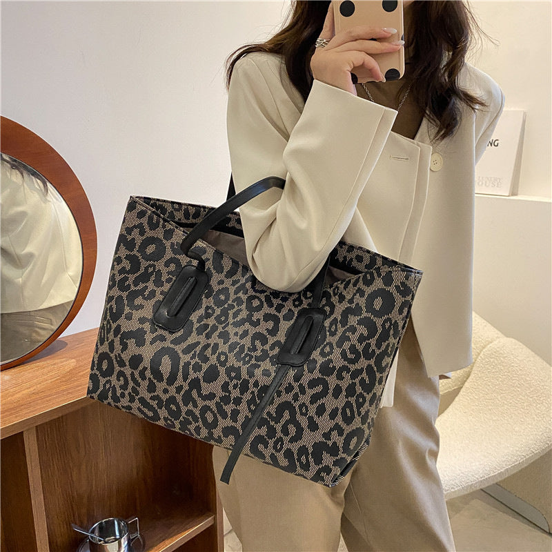 Damen Mode große Kapazität Leopardenmuster Portable Umhängetasche