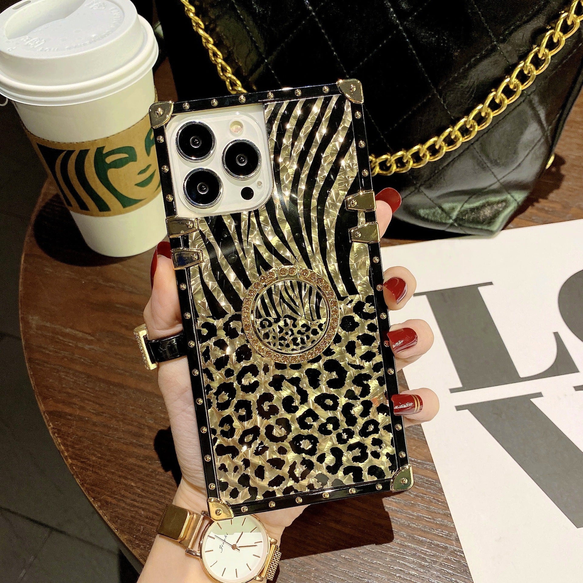 Bunte Mode Leopard Feder Telefon Fall