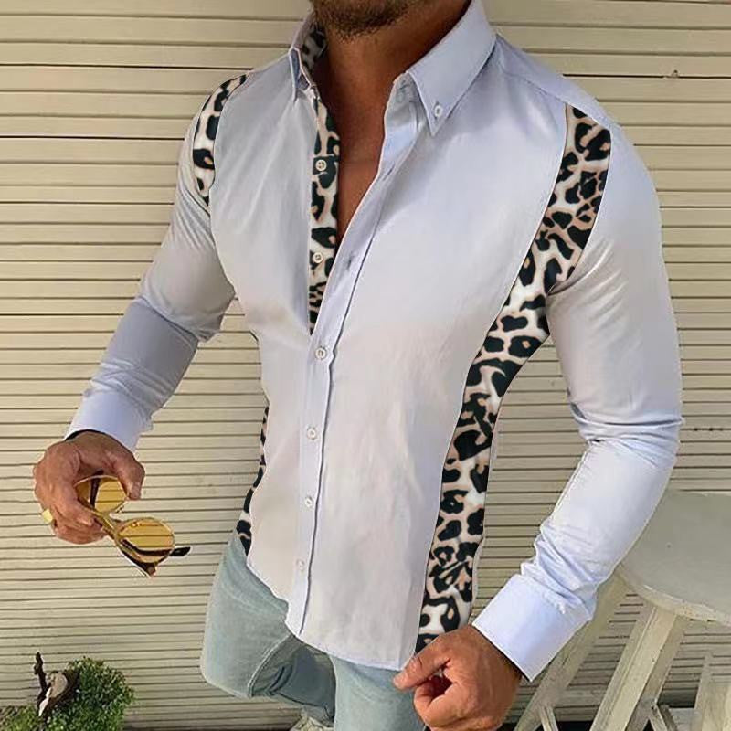 Lässiges Slim Fashion Langarmhemd mit Leopardenmuster