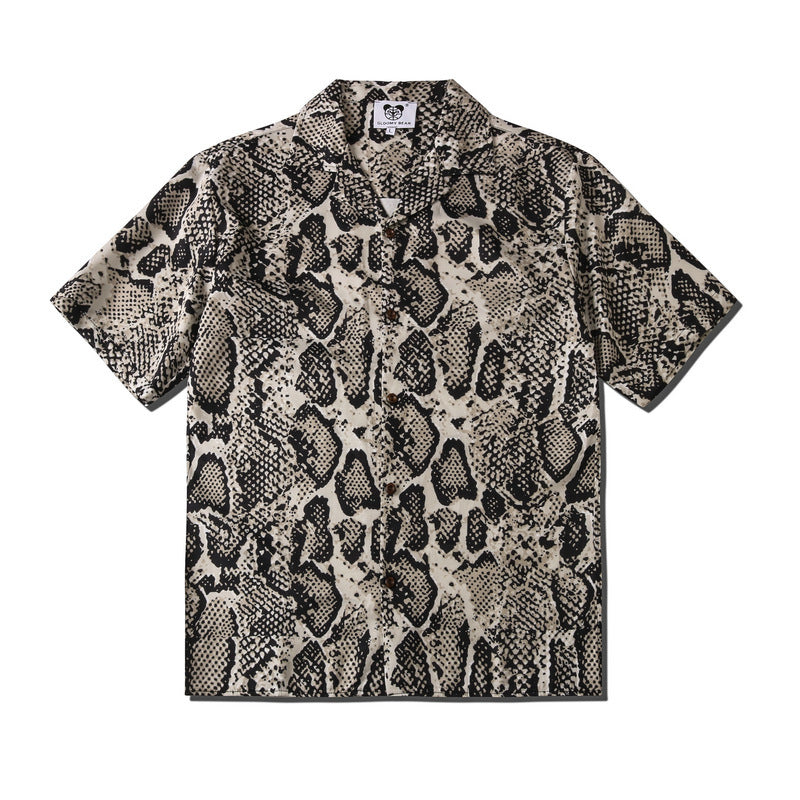 Street Creative Drucken Leopard Print Lose Strickjacke Kurzarm-Shirt für Männer und Frauen