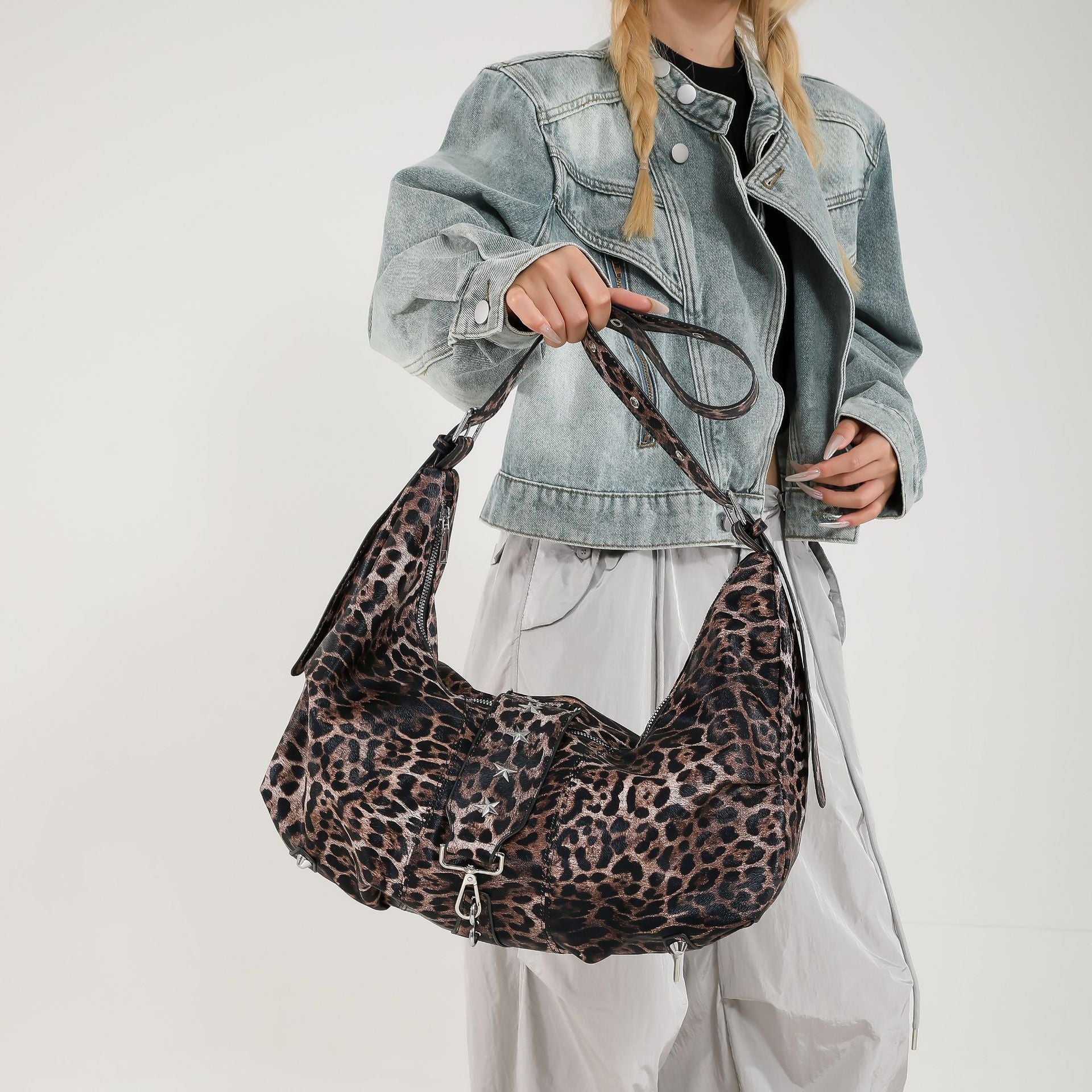 High-grade Leopard Underarm European And American Retro Fashion Shoulder Bag
