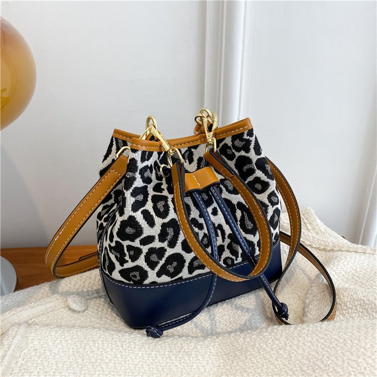 Leopard Handheld Eimer Tasche mit Kordelzug Schnalle