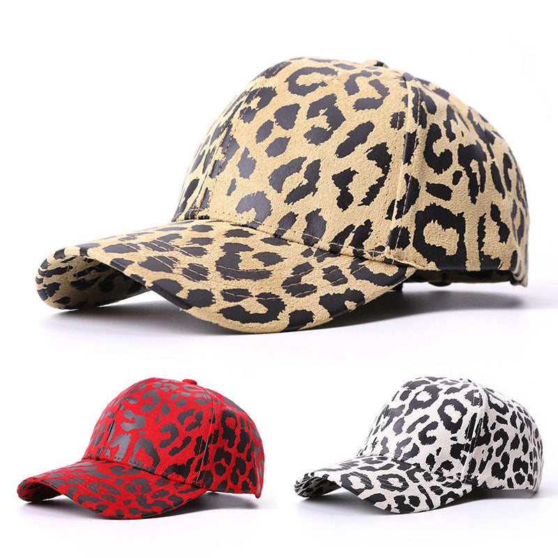 Hut weiblich Leopard Print Baseballkappe Sonnenschirm Outdoor Reise Sonnenschutz Ente Zunge