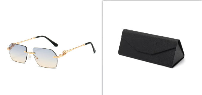 Rahmenlose Leoparden-Sonnenbrille für Männer und Frauen