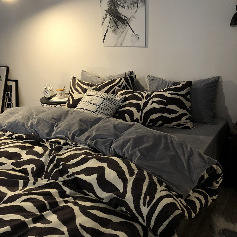 Fashion Student Sheet Set Decke Abdeckung Bettwäsche 4-teiliges Set