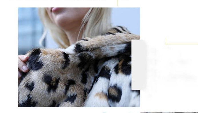 Lady's Fur Coat Leopard Print Hooded Mink