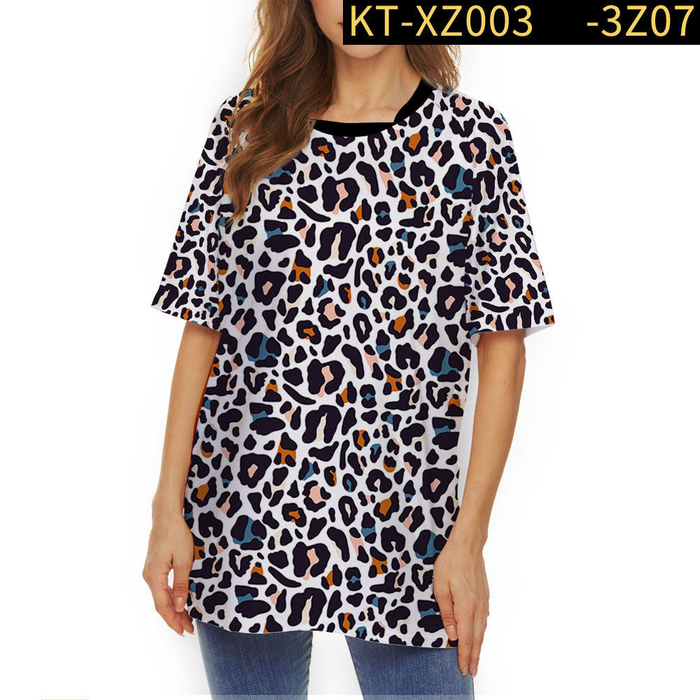 Personality Creative Sunflower Shoulder Shirt Leopard Fashion