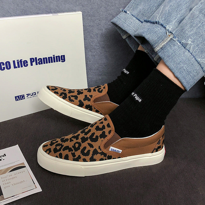 Sommer Vielseitig Slip-on Leopard Print Canvas Schuhe für Frauen