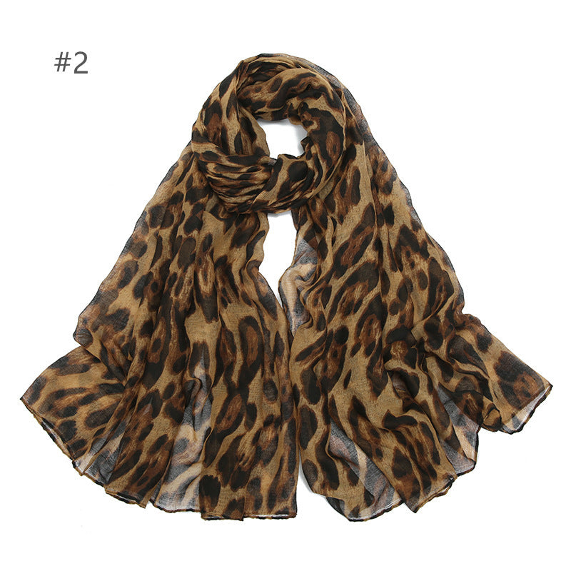 Grenzüberschreitende Reise Sonnenschutz Voile gedruckt klassische Leopard Muster flache Platte Frauen Zehenkappe Schal