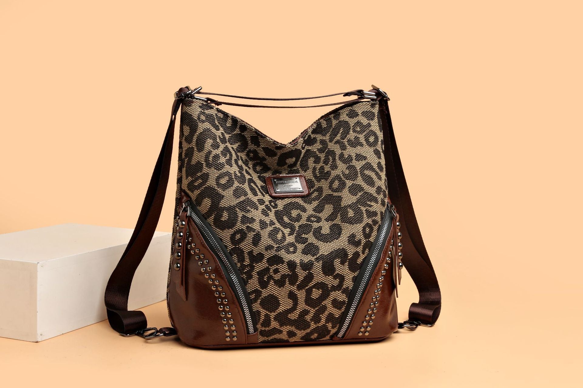 Leopardenmuster große Kapazität Retro-Stil multifunktionale Handtasche