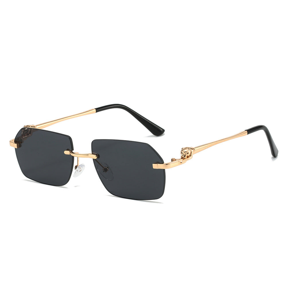 Rahmenlose Leoparden-Sonnenbrille für Männer und Frauen