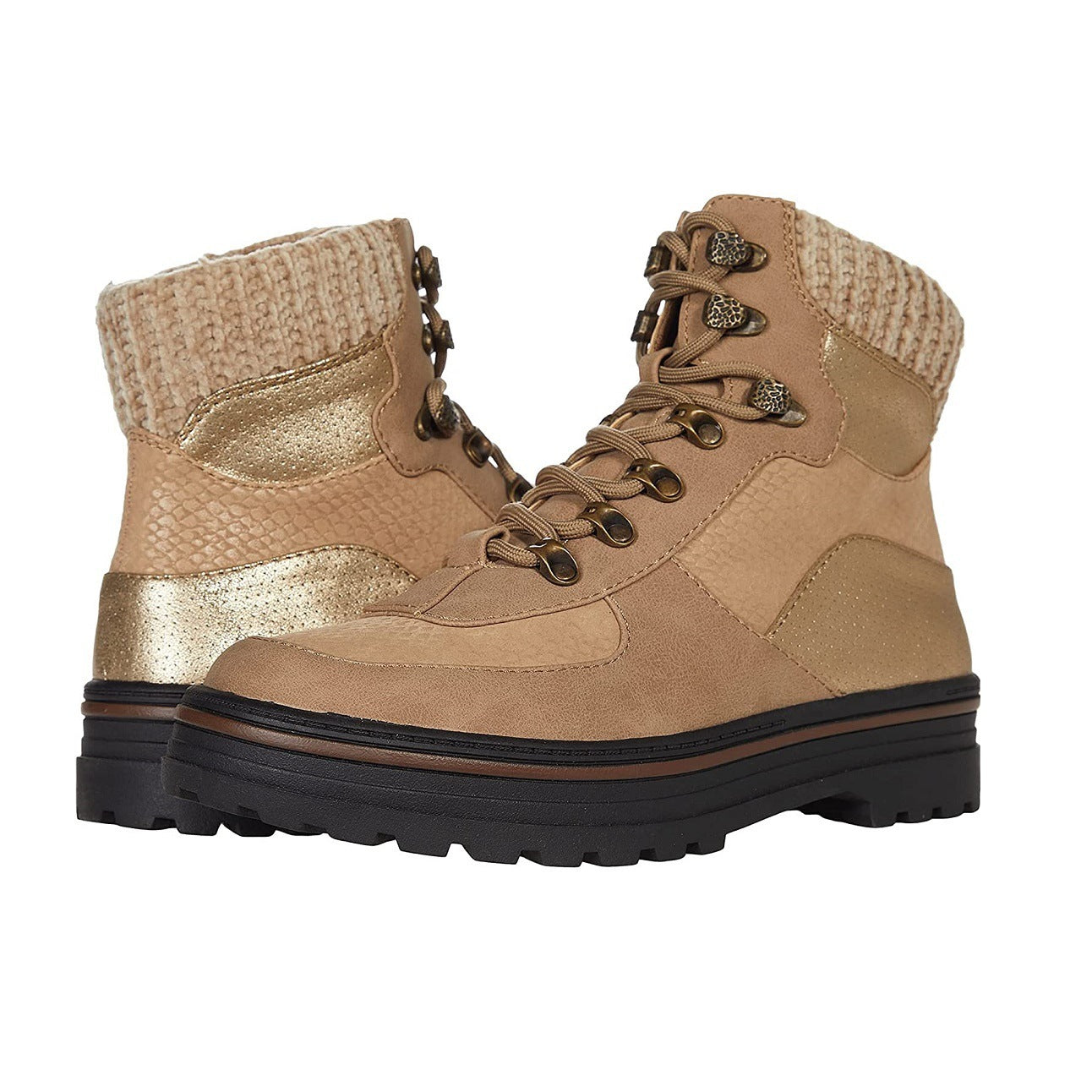 Large Size Fashion Martin Boots Women's High Top Lace Up Leopard Print Wool