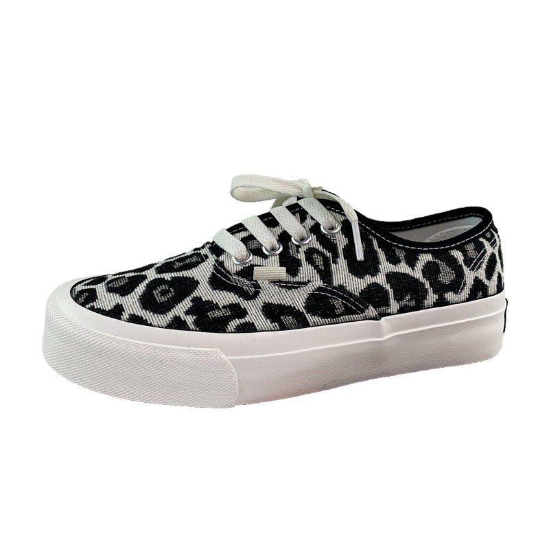 Frauen Frühling Herbst Leopard Print Casual Fashion Soft Round Toe Solid Elastic Straps Flat Shoes