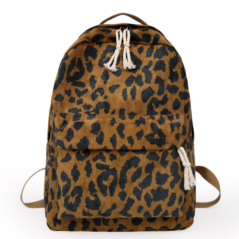 Neue trendige koreanische Version von Leopard Print Rucksack tragbare große Kapazität Student Schultasche