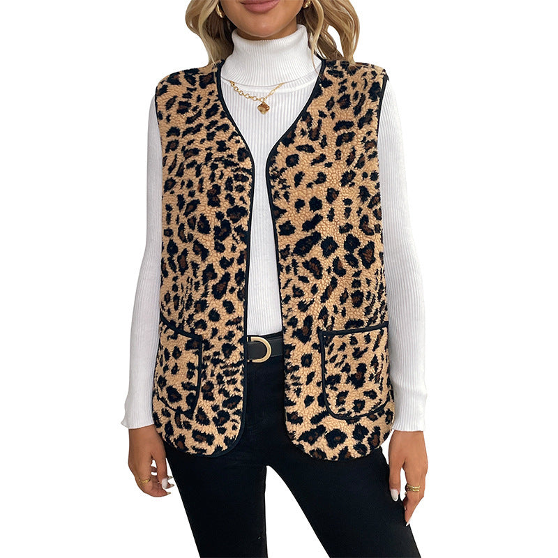 Leopard Print Cardigan Warm Outerwear Top