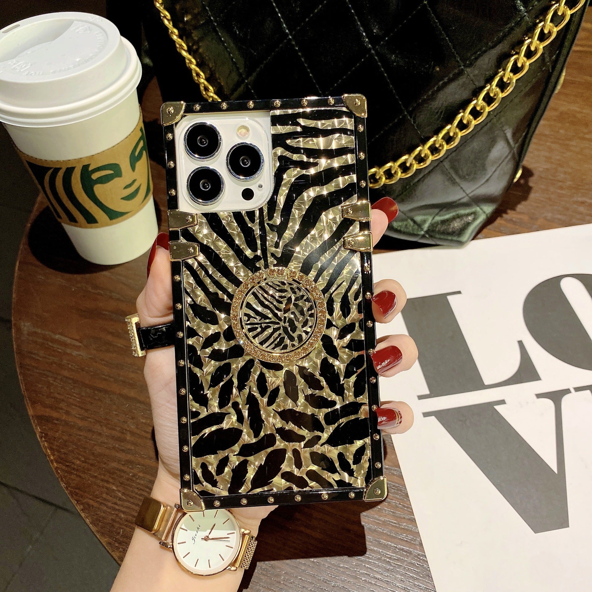 Bunte Mode Leopard Feder Telefon Fall