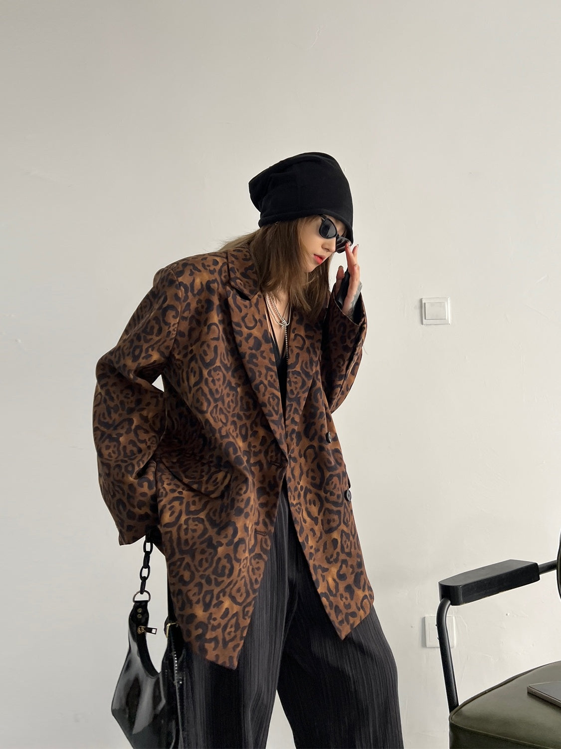 Women's Fashion Chill Out Leopard Print Blazer Jacket