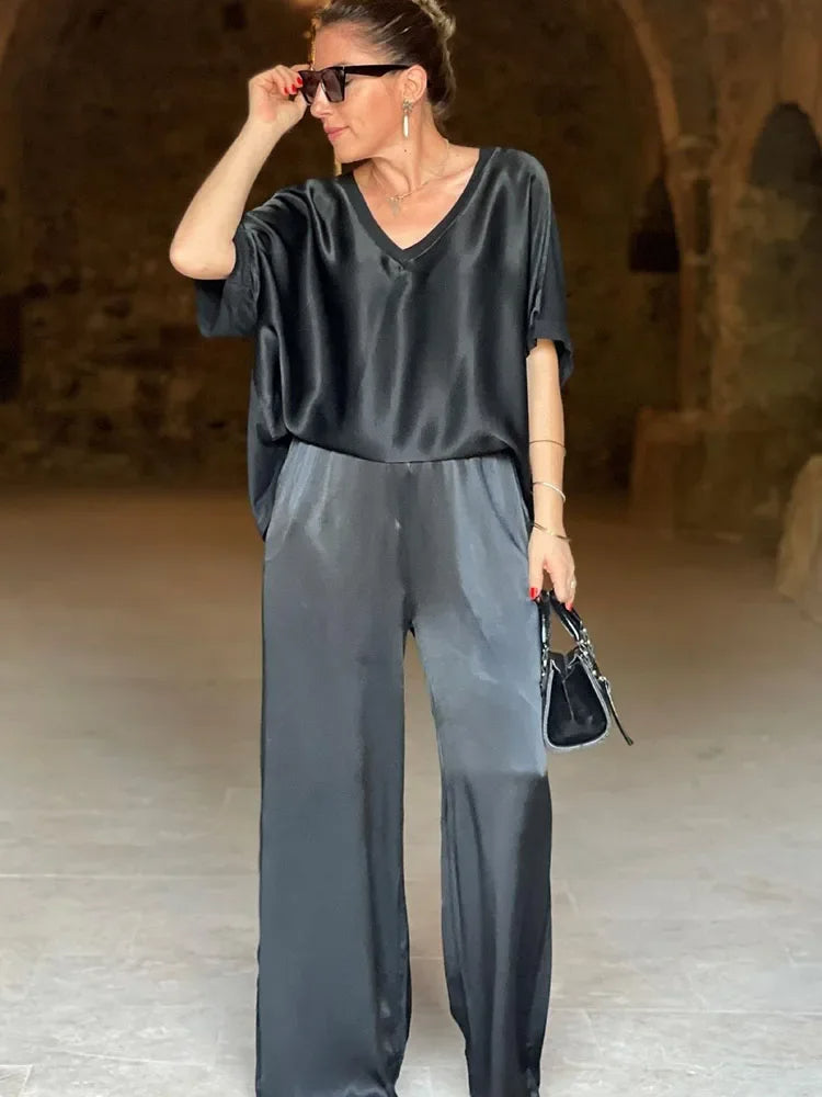 V-Ausschnitt Fashion 2-teiliger Hosenanzug