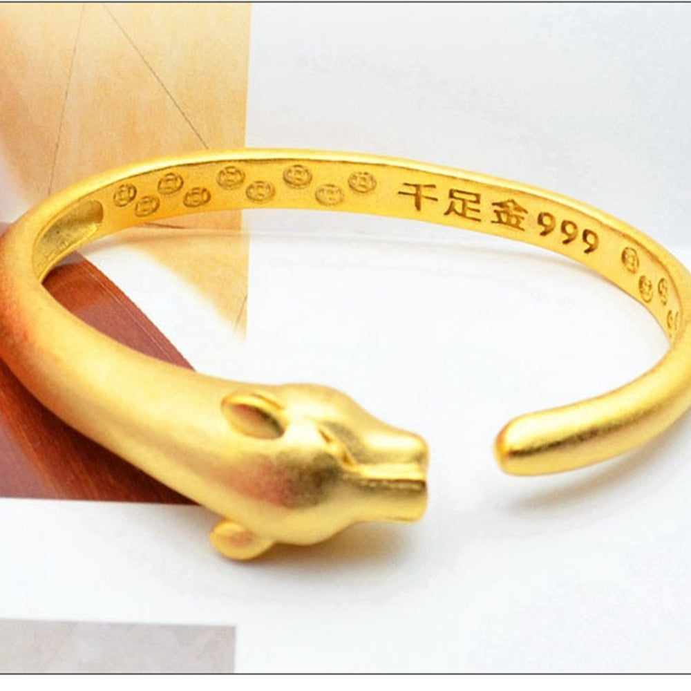 Mode Sand Gold Leopard Kopf Armband Domineering Ring