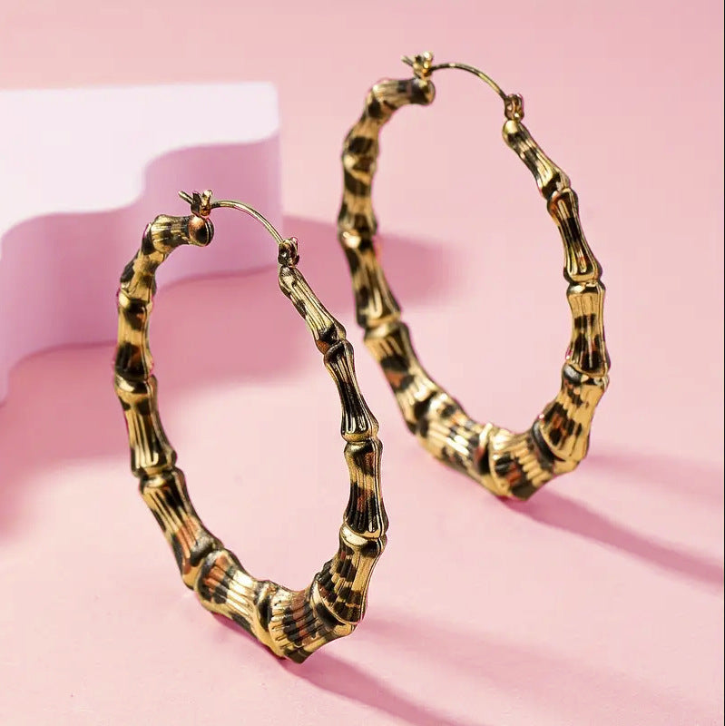 Neue Mode Leopard Print Runde Hoop Ohrringe für Frauen Schmuck Punk Metall Zebra Kuh großen Kreis Ohrring weiblich Party Geschenke