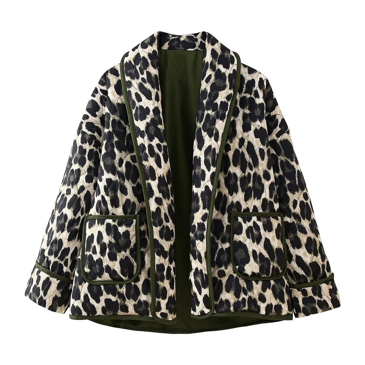 New Printed Fashion Loose Lamb Fur Leopard Coat