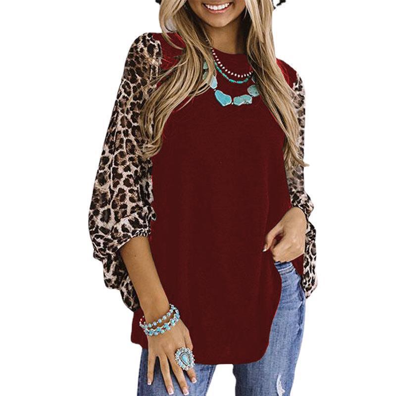 Women's Autumn And Winter New Leopard Print Long Sleeve Tops
