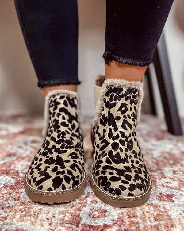Leopard Schuhe Warme Plüschstiefel für Frauen