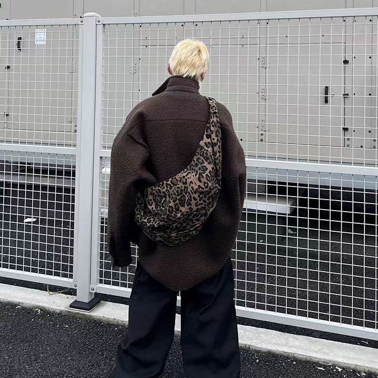 Mode plissierte Leopard Print Crossbody Tasche