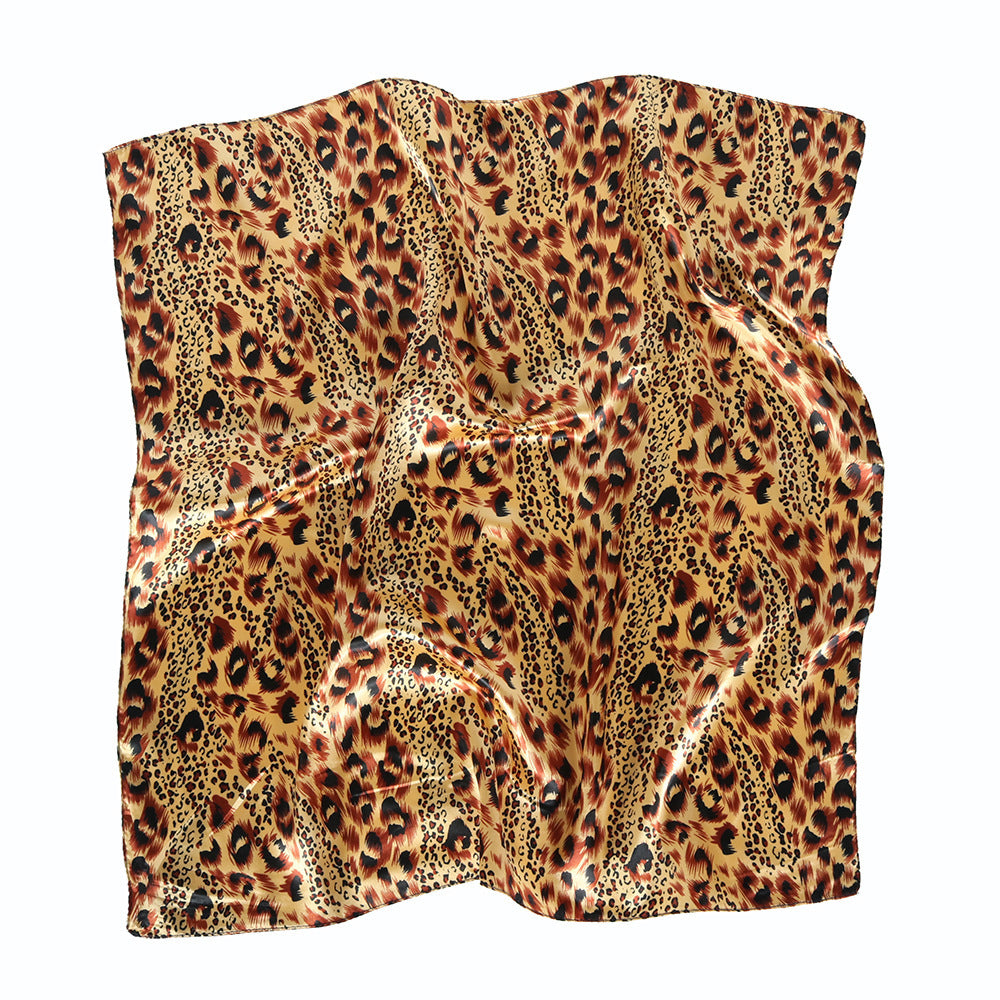Leopard Print Seidenschal 60cm Satin Small Square Towel Women's Casual Bandana Headband