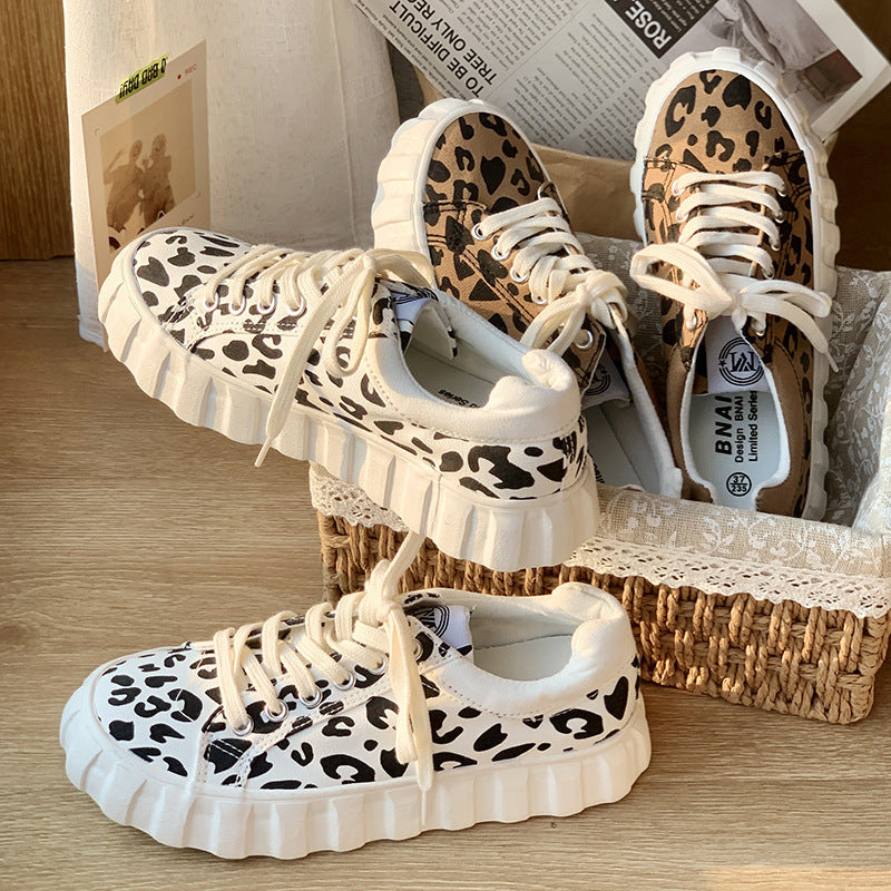 Leopard Print Canvas Schuhe Weiblich Koreanisch Ins Style Student Wild Big
