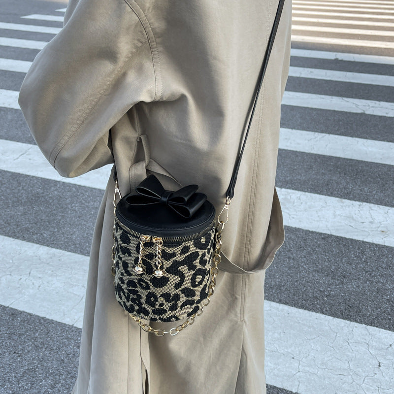 Niedliche Kette Bucket Bag Umhängetasche Leopard