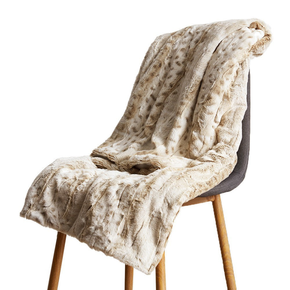 Women's Thickened White Leopard Blanket
