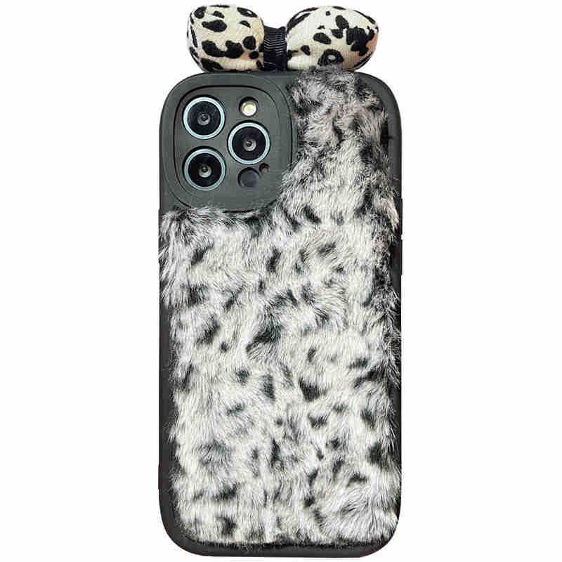 Plüsch Leopard Print Schleife Silikon Handyhülle