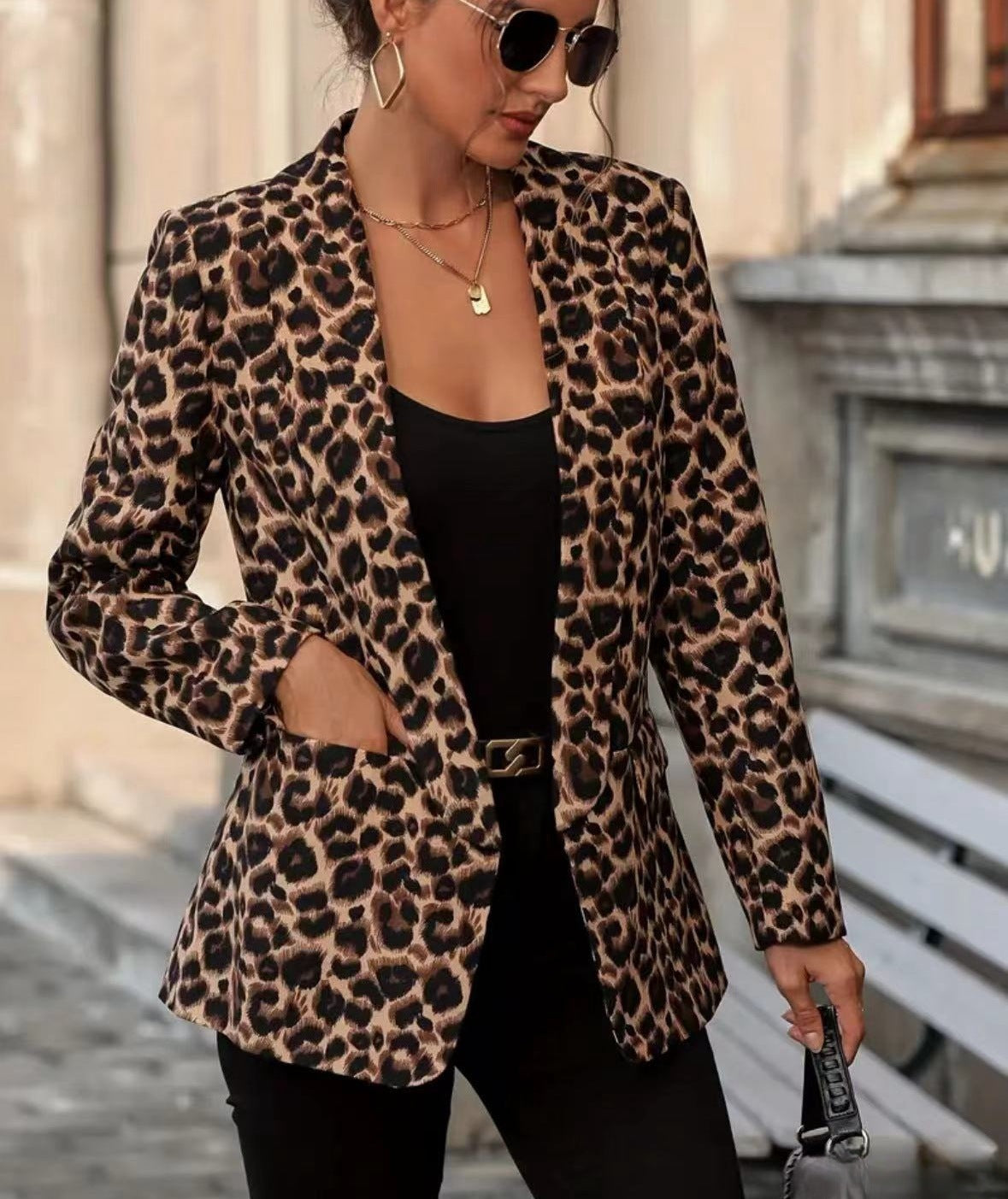 Leopard Print Suit Coat Top Ins
