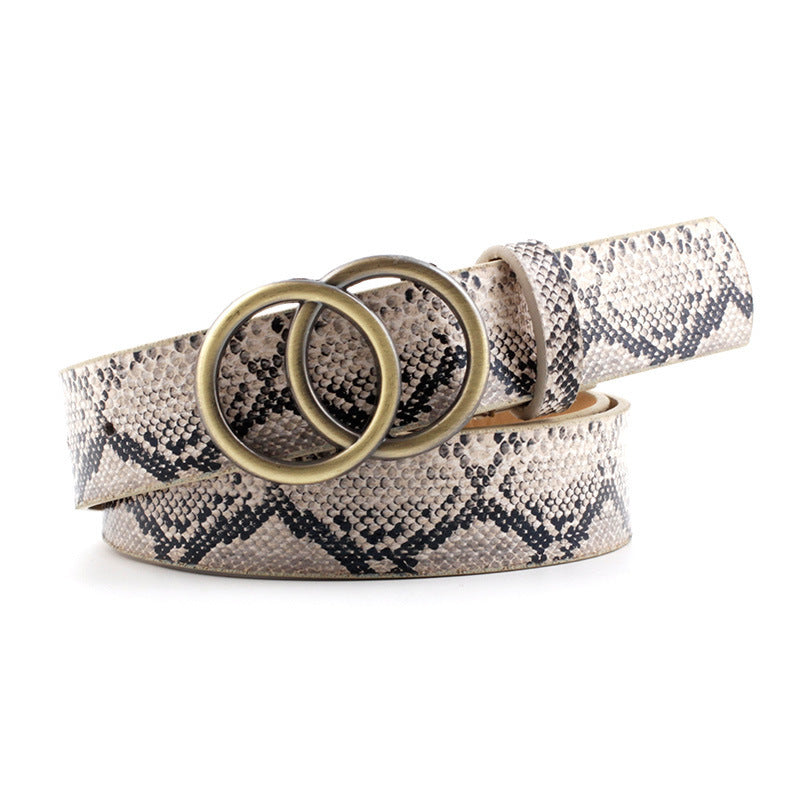 Mode runder Knopf Leopard Style Zebra Snake Belt