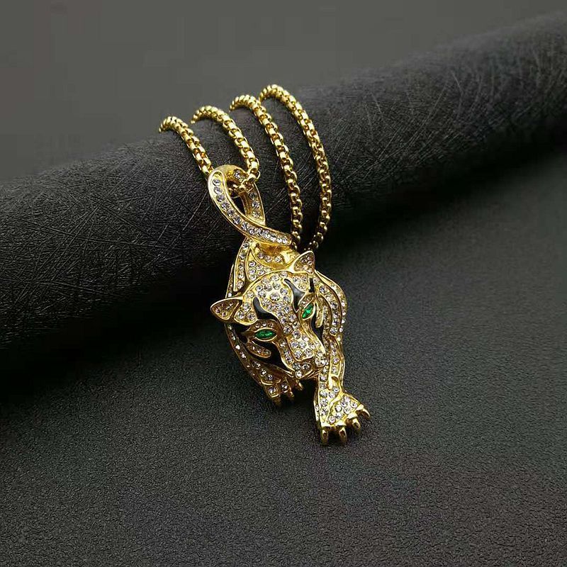 Titan Stahl Leopardenkopf Anhänger Halskette Jewellery