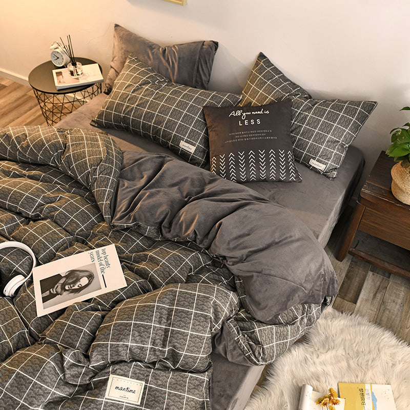 Fashion Student Sheet Set Decke Abdeckung Bettwäsche 4-teiliges Set