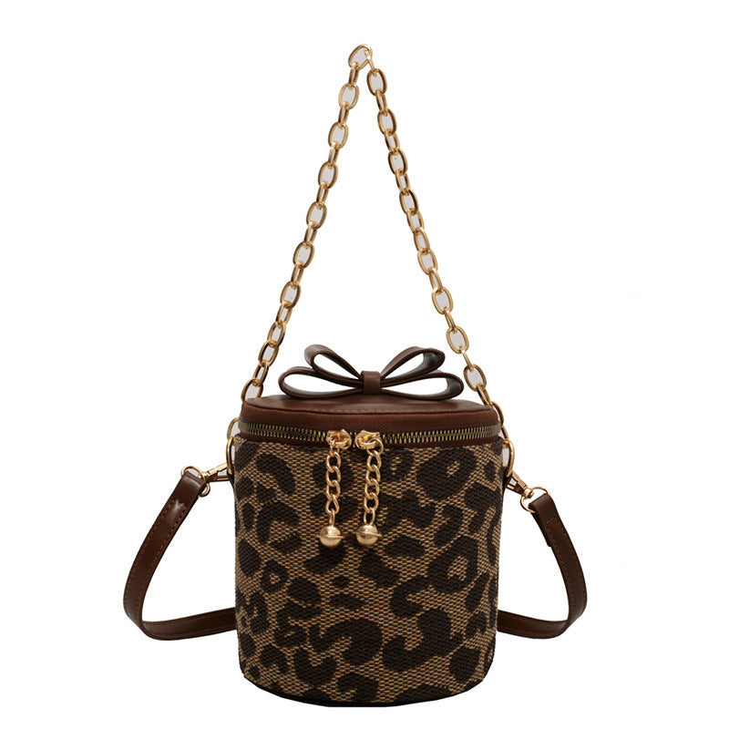 Niedliche Kette Bucket Bag Umhängetasche Leopard