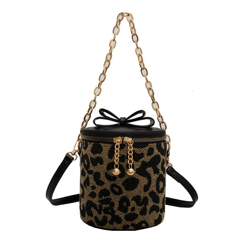 Niedliche Kette Bucket Bag Umhängetasche Leopard