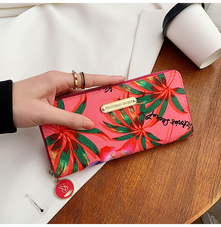 Lange Brieftasche mit Reißverschluss Hawaiian Lily Multicolor Leopard Print Purse