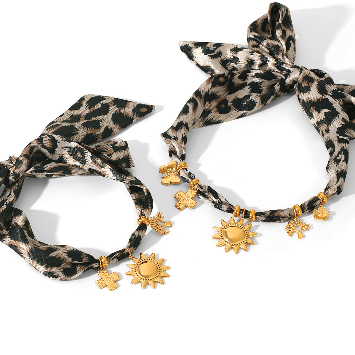 Leopard Ribbon Cross Bracelet For Women Jewerly