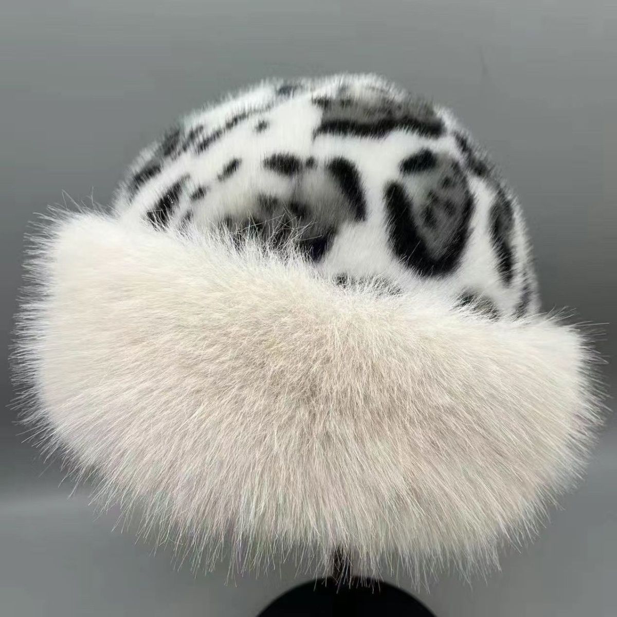 Leopard Print Mongolian Winter Fluffy Hat For Cold Weather