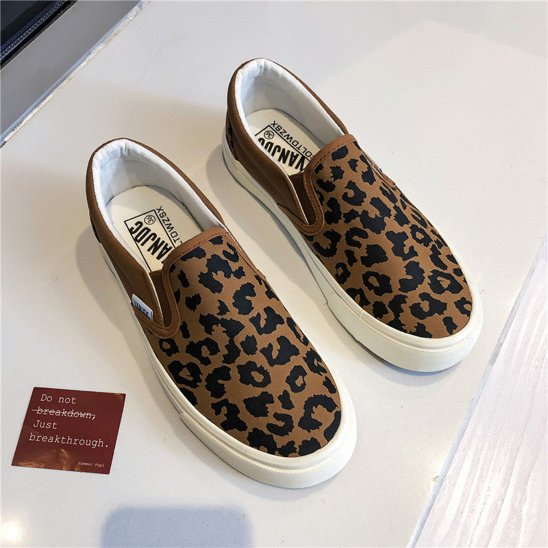 Sommer Vielseitig Slip-on Leopard Print Canvas Schuhe für Frauen