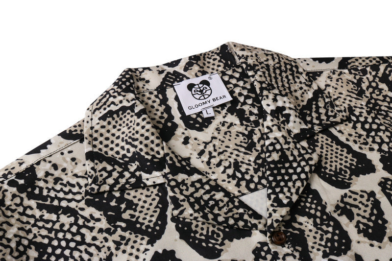 Street Creative Drucken Leopard Print Lose Strickjacke Kurzarm-Shirt für Männer und Frauen