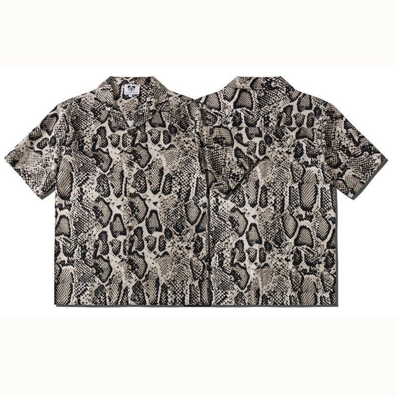 Street Creative Drucken Leopard Print Lose Strickjacke Kurzarm-Shirt für Männer und Frauen
