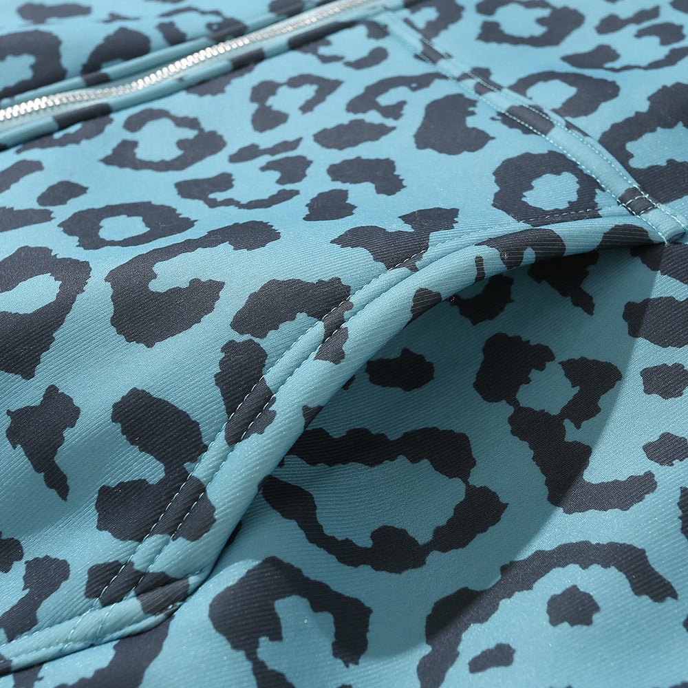 Leopard gedruckt Fleece Strickjacke Pullover Jacke lose dicke Hoodie Jacke