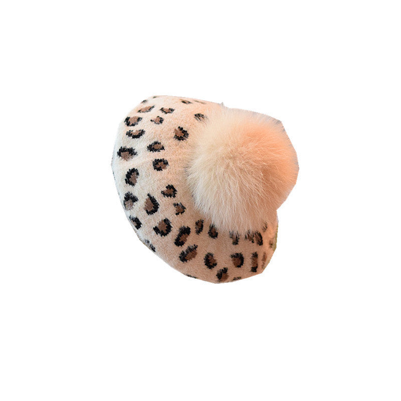Retro-Mink-artig Wolle Alle Spiele Leopard Hut Mode