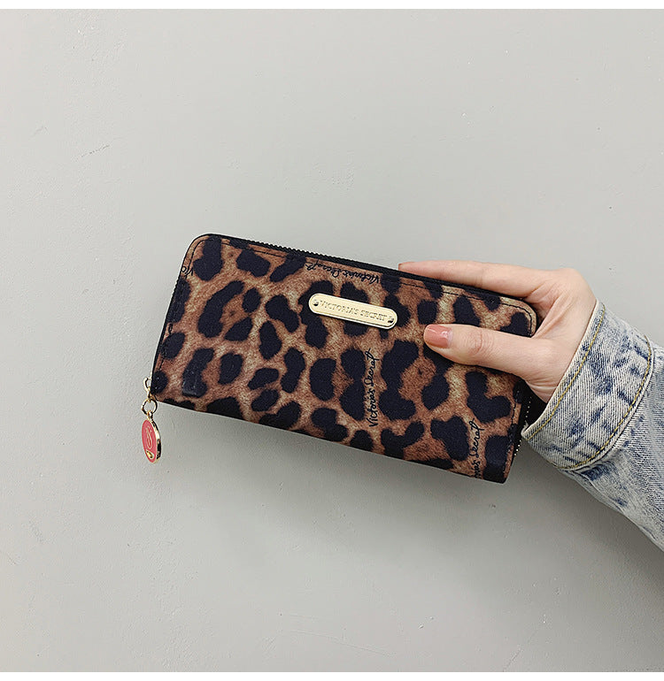 Lange Brieftasche mit Reißverschluss Hawaiian Lily Multicolor Leopard Print Purse