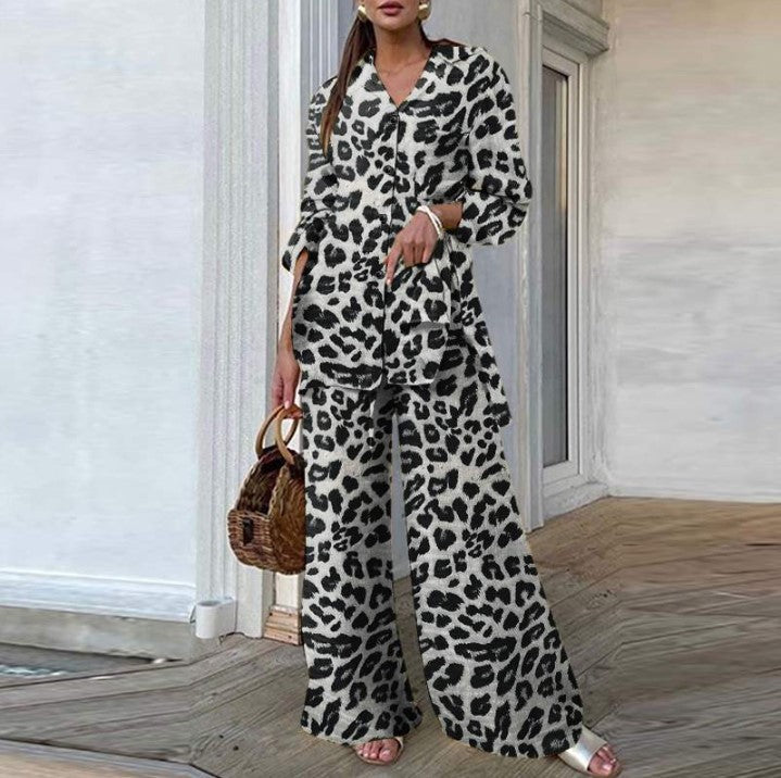 Leopard Print Pants Casual Loose Suit