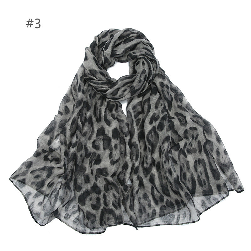 Grenzüberschreitende Reise Sonnenschutz Voile gedruckt klassische Leopard Muster flache Platte Frauen Zehenkappe Schal